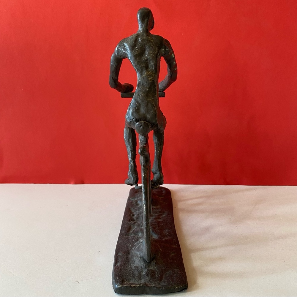Bicyclist Sculpture Desk Art Heavy metal bicycle Velo rider enthusiast - Picture 3 of 7